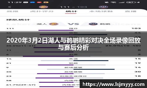 2020年3月2日湖人与鹈鹕精彩对决全场录像回放与赛后分析